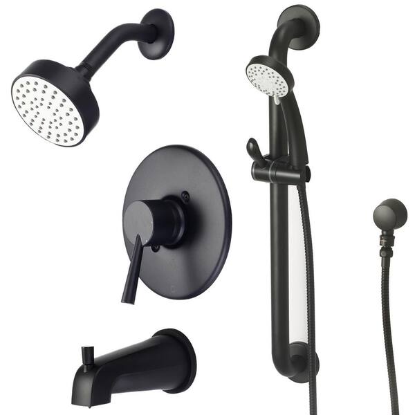 OLYMPIA Single-Handle 1-Spray Tub and Shower Faucet Trim Set with Handheld in Matte Black (Valve Included)