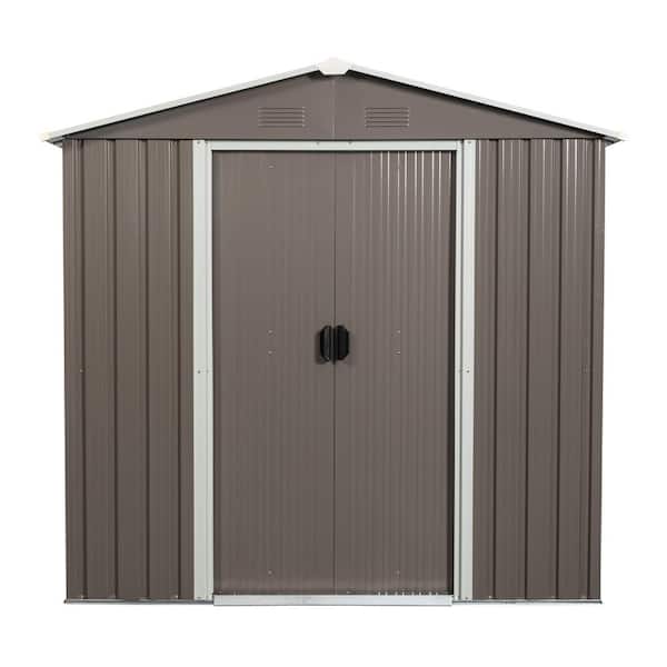 Gray 6 ft. W x 5 ft. D Metal Outdoor Storage Shed, All Weather Cabinet with Lockable Door (30 sq. ft. )