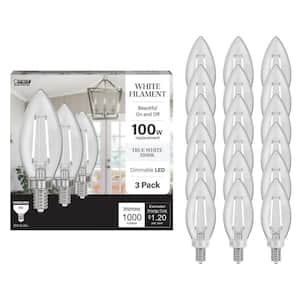 FLSNT 60W Equivalent LED Bulbs – Dimmable B11, E26 Candelabra Base, 3500K Natural White, 550 Lumens, 12-Pack