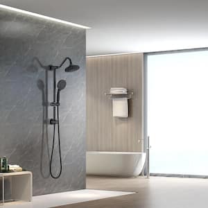 6-Spray Multifunction Wall Bar Round Rain Shower Faucet Kit with Handheld Shower in Matte Black