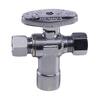 PLUMBFLEX 1/2 in. SWT x 3/8 in. Comp x 1/4 in. Comp Water Supply Stop Valve Dual Outlet Quarter Turn Valve, Chrome Plated Brass QDOS86324
