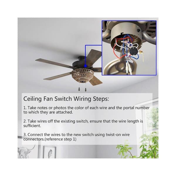 phyfalip Ceiling Fan Pull Chain Switch ZE-208s 3 Speed 4 Wire