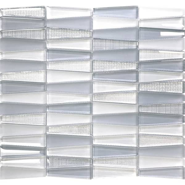 Apollo Tile White Blue 4 in. x 5 in. Triangle Polished and Matte Finished Glass Mosaic Tile Sample (0.13 sq. ft./Piece)