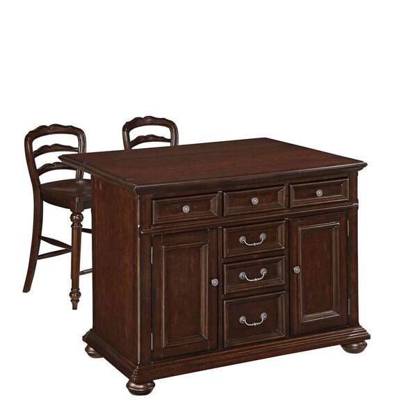 Home Styles Colonial Classic Dark Cherry Kitchen Island With Seating