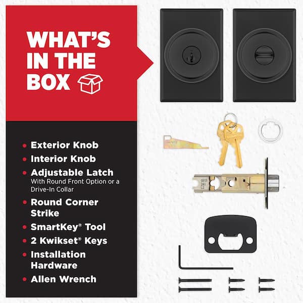 Kwikset Sora Matte Black Keyed Entry 2.19 in. Rectangle Rose Round