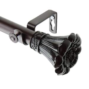 48 in. - 84 in. 1 in. Blossom Single Curtain Rod Set in Mahogany