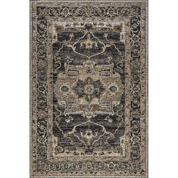 Hafwen Indoor/Outdoor Reversible Cream and Charcoal 8 ft. x 10 ft. Area Rug