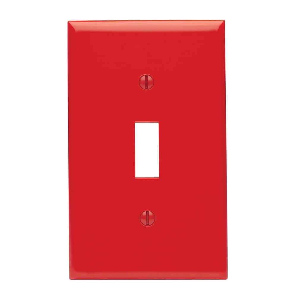 Red Thermoplastic Nylon 1-Gang Toggle Wall Plate