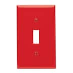 1-Gang 1-Toggle Standard Size Heavy Duty Nylon Wall Plate, Red