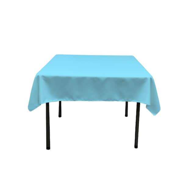 LA Linen 52 in. x 52 in. Light Turquoise Polyester Poplin Square Tablecloth
