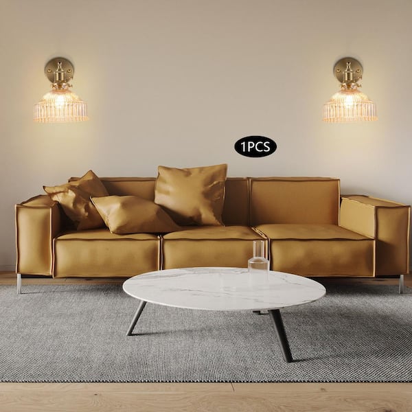 OUKANING 7 in. 1-Light Gold Modern Wall Light Wall Sconce with OUKANING 7 in. 1-Light Gold Modern Wall Light Wall Sconce with
