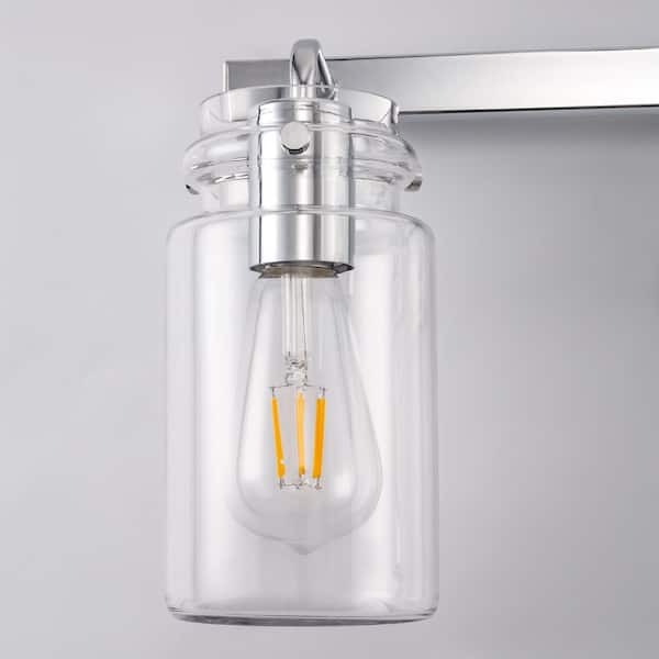 7 in. Clear Glass Bottle Cylindrical Shade for Replacement Vanity Shade with 1 in. Neckless Fitter (3-Pack)