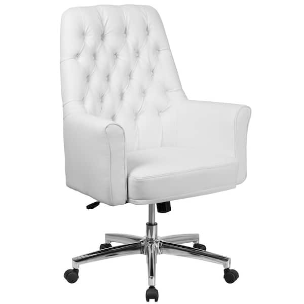 Flash Furniture Faux Leather Swivel Office Chair in White