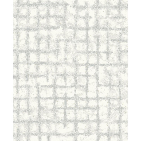 SCOTT LIVING Shea Light Grey Distressed Geometric Light Grey Paper Strippable Roll (Covers 56.4 sq. ft.)
