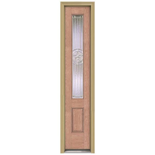 JELD-WEN Authentic Wood 14 in. x 80 in. Direct Glaze Unfinished Mahogany Lone Star Zinc 3/4 View Side Lite with Brickmould