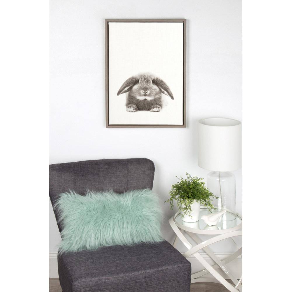 Black and White Rabbit Framed Canvas Art, 24" x 18"