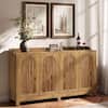 BYBLIGHT Light Brown Wood 57 in. Buffet Cabinet with Adjustable Shelves, Farmhouse Sideboard for Kitchen, Dining Room BB-JW1016ne-SJH