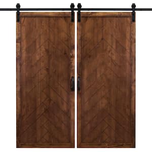 Dogberry 42 in. x 84 in. Walnut Craftsman Wood Double Sliding Barn Door  with Hardware Kit d-craf-4284-waln-none-dbhd - The Home Depot