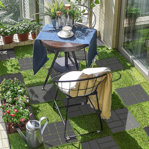 Afoxsos 12 ft. x 12 ft. Plastic Interlocking Deck Tiles Waterproof in Blue (27 Per Pack)