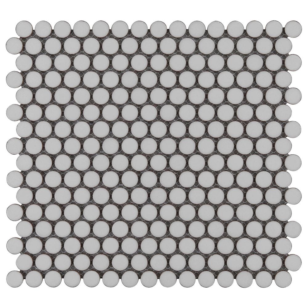 Gray Polished Ceramic Penny Round Mosaic Tile for Kitchen and Bathroom