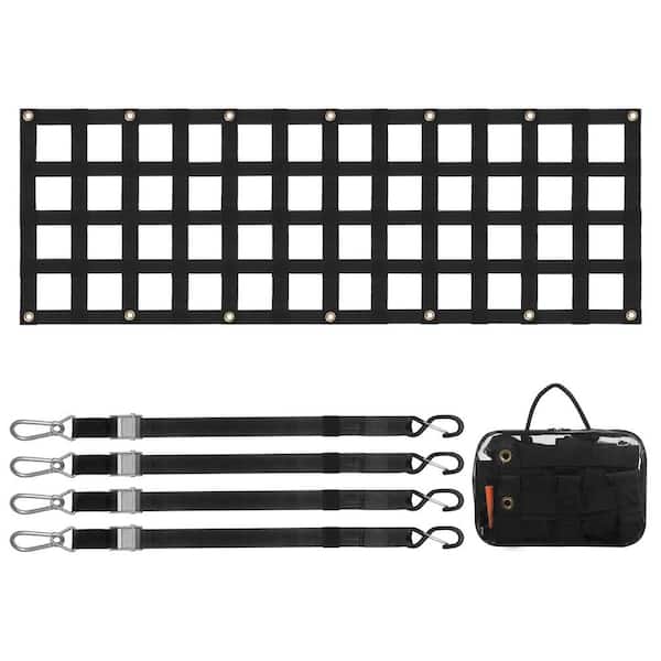 VEVOR Tailgate Net, 60 in. x 18 in., Rope, Heavy Duty Cargo Net for Truck Bed with 4 Adjustable Telescopic Straps, Extendable
