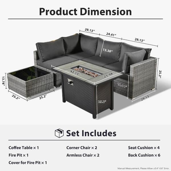 weaxty W Daffodil J Gray 6-Piece Wicker Patio Outdoor