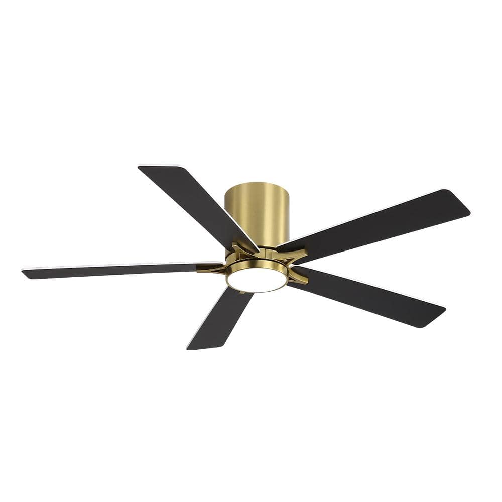 48 in. (4 ft. ) DC Motor Indoor Flush Mount Ceiling Fan with Integrated LED, 5 Reversible Blades, Gold price history on PriceWatchPro