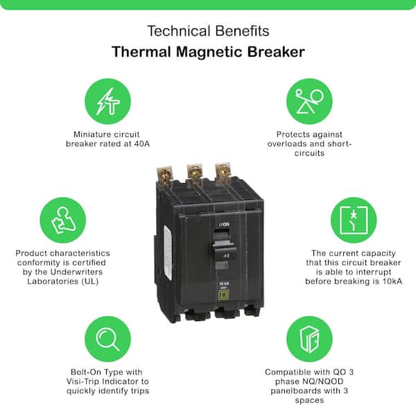 QO 40 Amp 3-Pole Bolt-On Circuit Breaker
