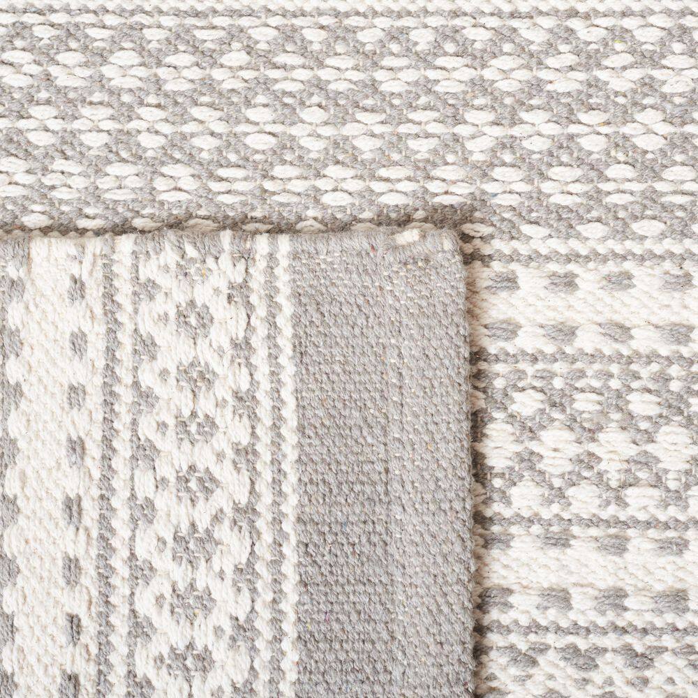 Gray and Beige Handwoven Wool Kilim Area Rug, 3' x 5'