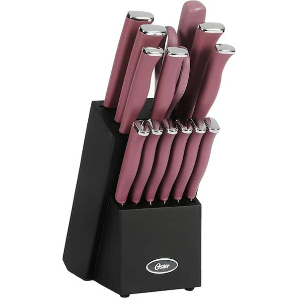 Oster 14 Piece Stainless Steel Cutlery Knife Set with Wood Block - Assorted  Colors, Stain and Rust Resistant, Ideal for Everyday Use in the Cutlery  department at