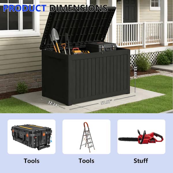 Decksplore 230 Gal. Black Resin Storage Deck Box for Outdoor