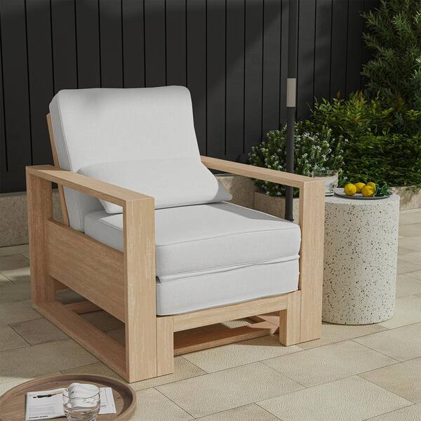 JAYDEN CREATION Giorgio White Acacia Wood Upholstered Chaise