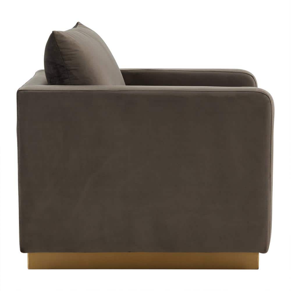 Dark Grey Velvet Wood Frame Accent Chair