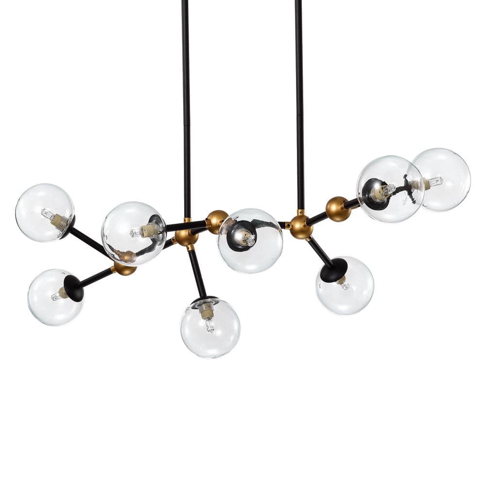 28 in. Enzo 8-Light Indoor Matte Black and Gold Chandelier with Light Kit price history on PriceWatchPro