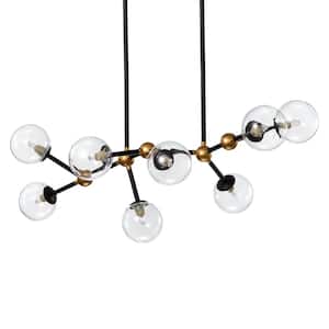 28 in. Enzo 8-Light Indoor Matte Black and Gold Chandelier with Light Kit