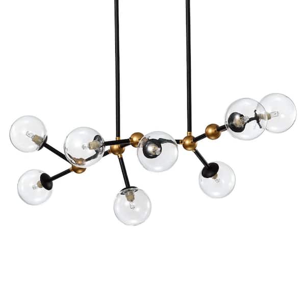 Warehouse of Tiffany 28 in. Enzo 8-Light Indoor Matte Black and Gold Chandelier with Light Kit