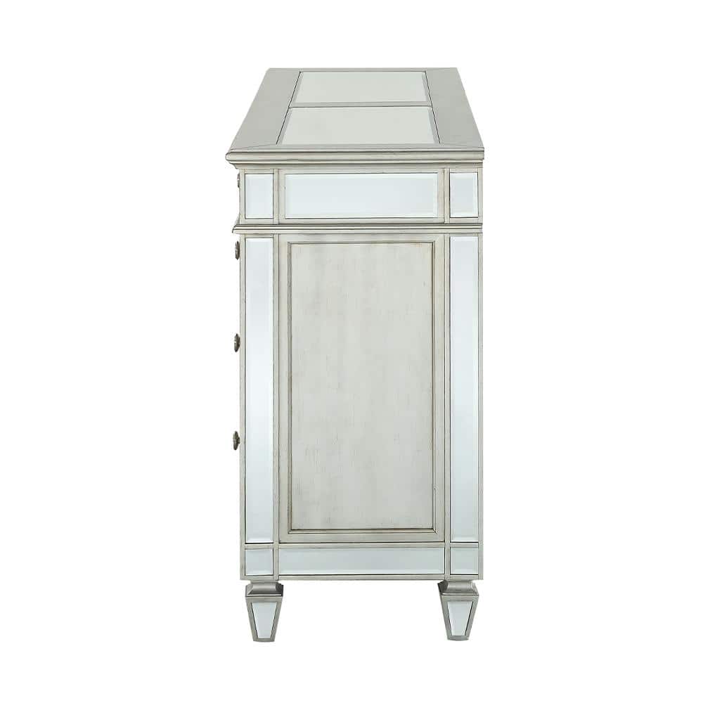 Varian 68" Mirrored White Glam Dresser with Felt Lined Drawers