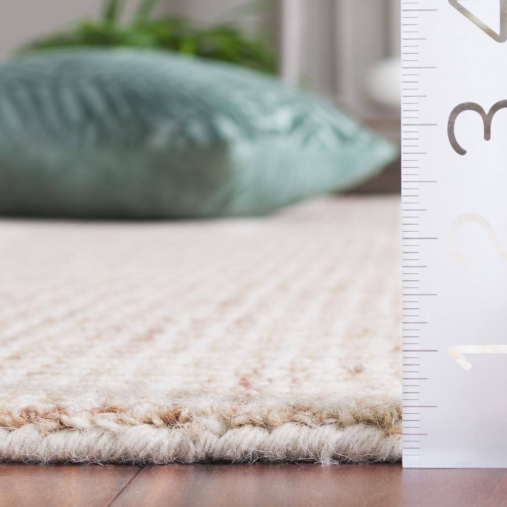 Rust and Ivory Rectangular Handmade Tufted Wool Area Rug 5x8
