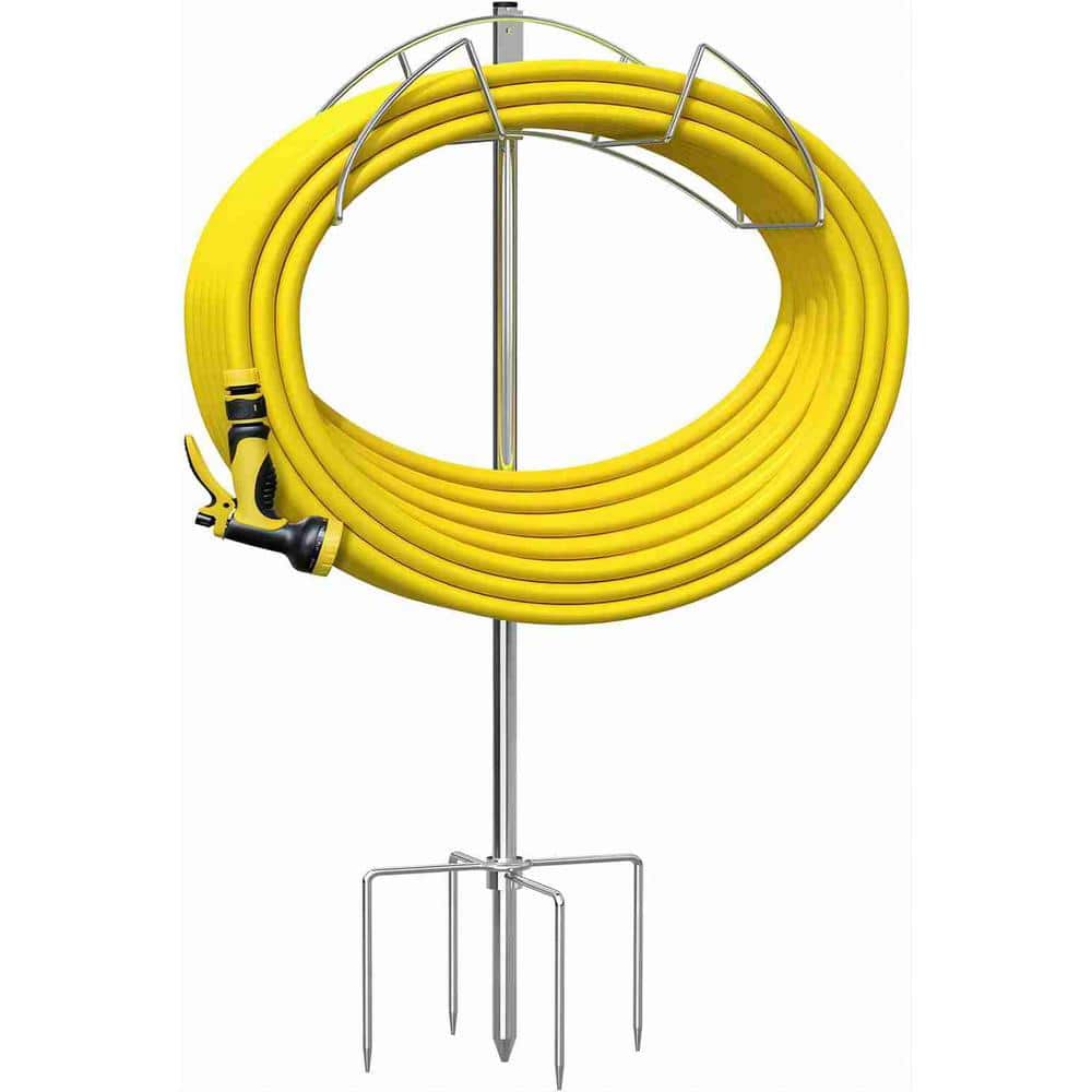 Stainless Steel Garden Hose Holder, Heavy-Duty Freestanding Hose Stand, Rus