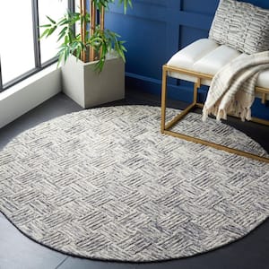 Micro-Loop Gray 5 ft. x 5 ft. High-Low Geometric Round Area Rug