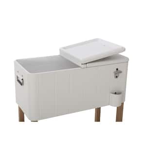 80 Qt. White Cooler with Light Brown Woodgrain
