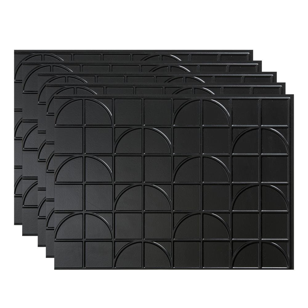 18 in. x 24 in. Crescent Matte Black Vinyl Backsplash Panel (Pack of 5) price history on PriceWatchPro