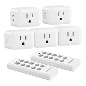 Indoor Wireless Remote Control Outlet Switch Set, White, 2 Remote and 5 Outlets