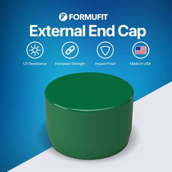 Formufit - 1-1/4 in. Furniture Grade PVC External Flat End Cap in Green (10-Pack)