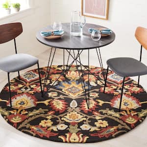 Blossom Charcoal/Multi 4 ft. x 4 ft. Geometric Floral Round Area Rug