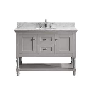 Julianna 49 in. W Bath Vanity in Gray with Marble Vanity Top in White with Round Basin