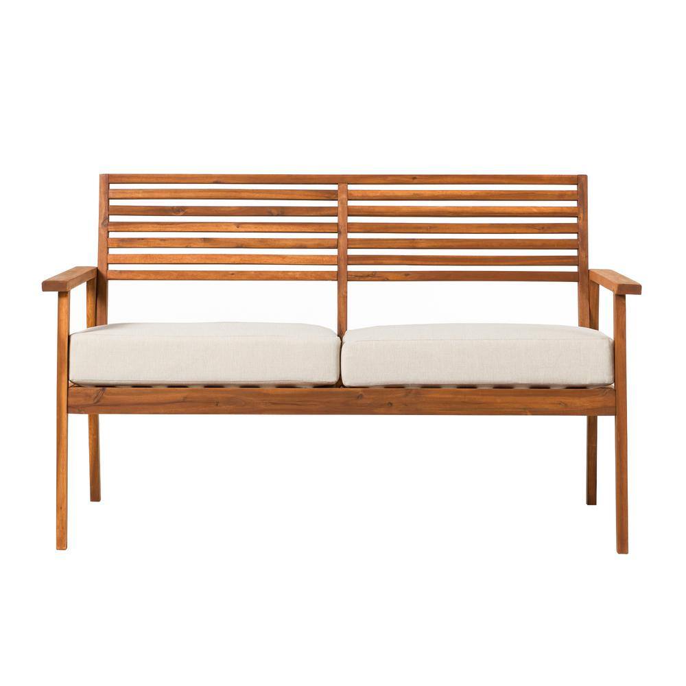 Welwick Designs Brown Slatted Acacia Wood MidCentury Modern Outdoor