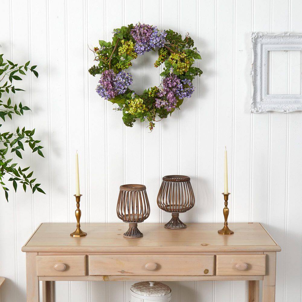 24-Inch Multicolor Artificial Hydrangea Floral Wreath