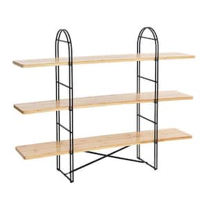 13 in. W 3-Shelf Eitri Wood and Metal Adjustable Bookcase in Nordic Fir