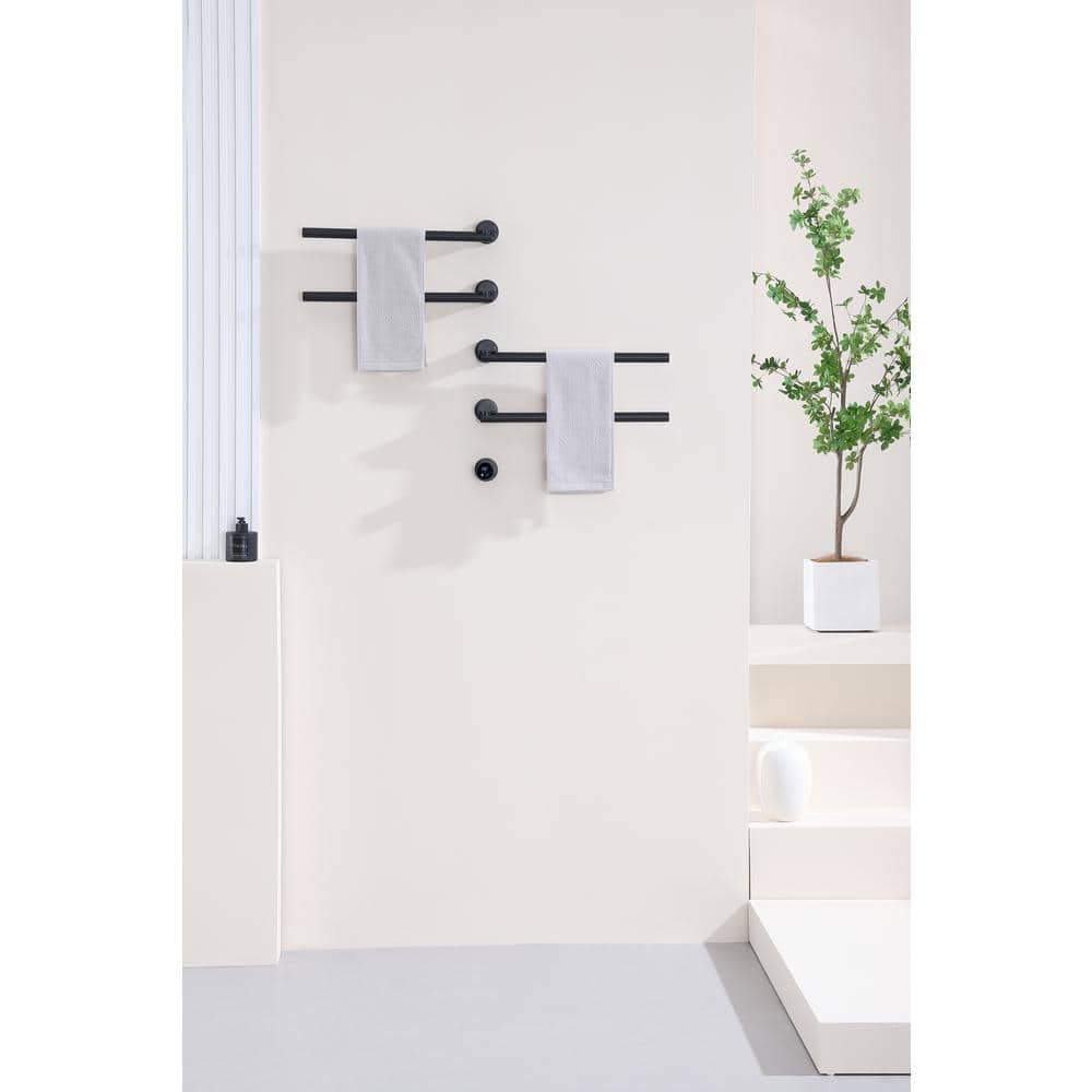 5-Piece 4-Holders Wall-Mounted Stainless-Steel Movable Electric Heated Towe